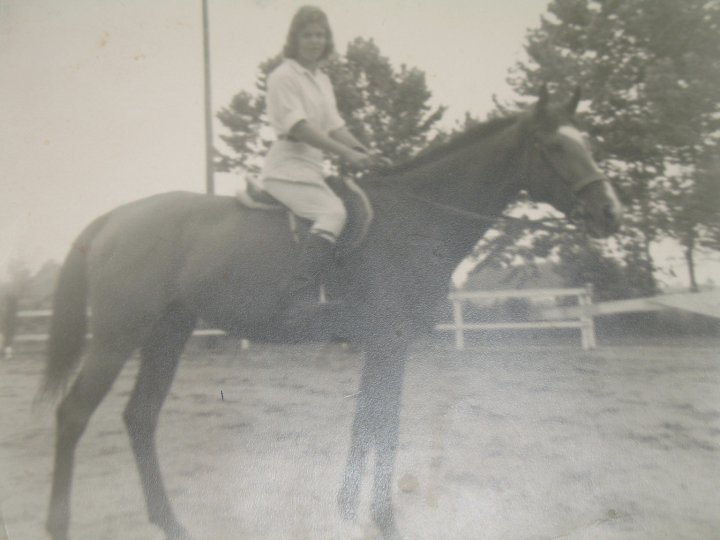black thoroughbred racehorse. The old lack and white photo